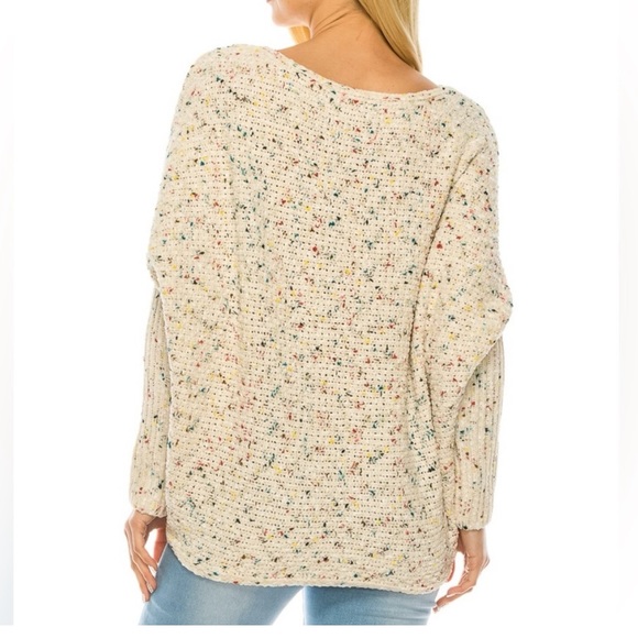🍒NWT Chenille Confetti Cream Spring Knit Sweater. 1 M 1 LRG 1 XL Available - Picture 4 of 16